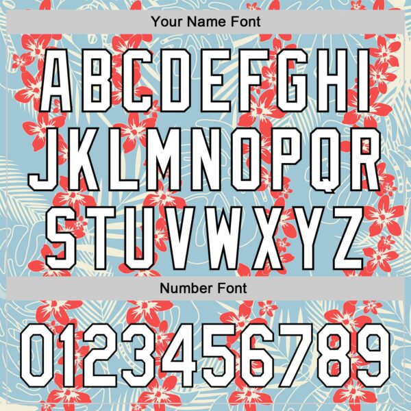 Custom Shadow Blue White-Black 3D Tropical Hawaii Leaves And Flower Authentic Baseball Jersey