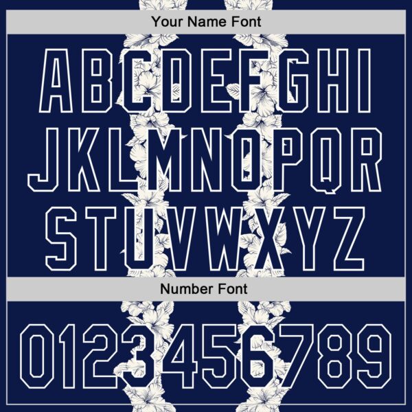 Custom Navy White 3D Tropical Hawaii Leaves And Flower Authentic Baseball Jersey