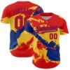 Custom Fire Red Royal-Yellow 3D Colombia Colombian Flag Authentic Baseball Jersey