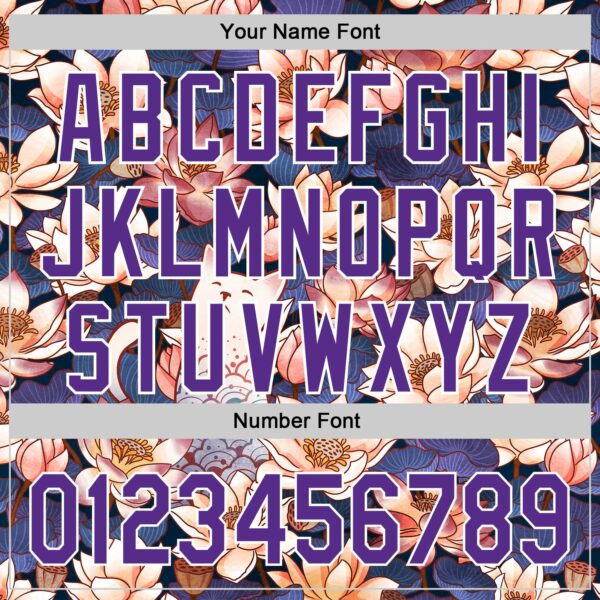 Custom Black Purple-White 3D Syntetyc White Cat Lotus Authentic Baseball Jersey