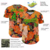Custom Orange Grass Green-Gold 3D Syntetyc Cat And Hibiscus Authentic Baseball Jersey