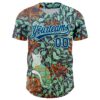 Custom Green US Navy Blue-Ice Blue 3D Syntetyc Cat And Honeysuckle Authentic Baseball Jersey