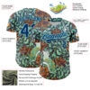 Custom Green US Navy Blue-Ice Blue 3D Syntetyc Cat And Honeysuckle Authentic Baseball Jersey