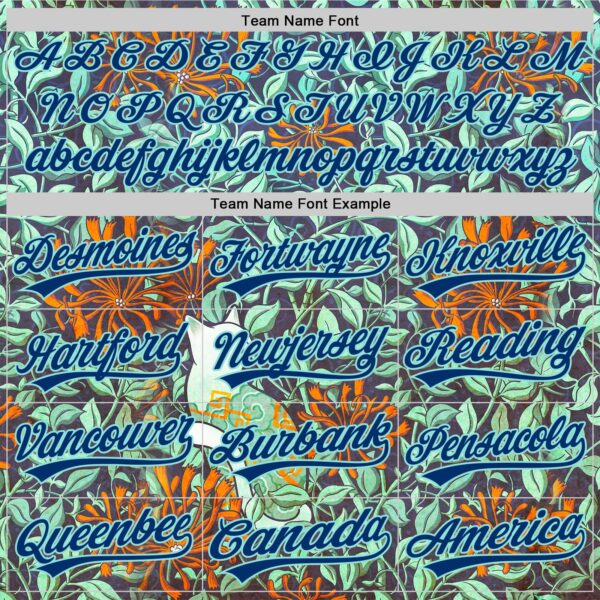 Custom Green US Navy Blue-Ice Blue 3D Syntetyc Cat And Honeysuckle Authentic Baseball Jersey