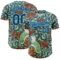 Custom Green US Navy Blue-Ice Blue 3D Syntetyc Cat And Honeysuckle Authentic Baseball Jersey
