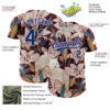 Custom Brown US Navy Blue-Light Pink 3D Syntetyc Cat And Lilies Authentic Baseball Jersey