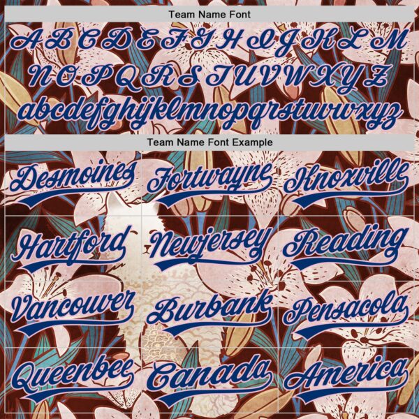 Custom Brown US Navy Blue-Light Pink 3D Syntetyc Cat And Lilies Authentic Baseball Jersey