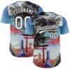 Custom Sky Blue White-Black 3D Syntetyc The Red Plane Authentic Baseball Jersey