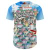 Custom Electric Blue White-Black 3D Syntetyc Red Bird And City Authentic Baseball Jersey
