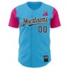 Custom Sky Blue Black-Hot Pink 3D Revzzz Katzen Authentic Baseball Jersey