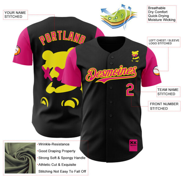 Custom Sky Blue Hot Pink-Light Yellow 3D Revzzz Home Alone Authentic Baseball Jersey