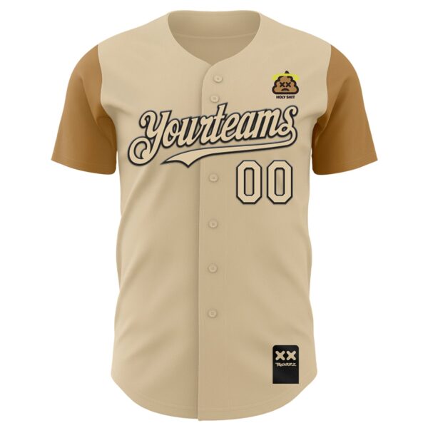 Custom City Cream Old Gold-Black 3D Revzzz Holyshit Authentic Baseball Jersey