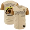 Custom City Cream Old Gold-Black 3D Revzzz Holyshit Authentic Baseball Jersey