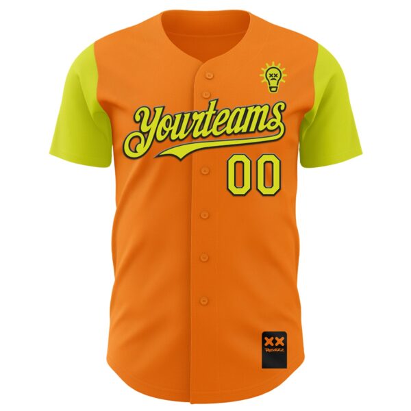 Custom Bay Orange Neon Yellow-Black 3D Revzzz Bad Idea Authentic Baseball Jersey