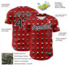 Custom Red Black-White 3D Revzzz Screw-D Authentic Baseball Jersey