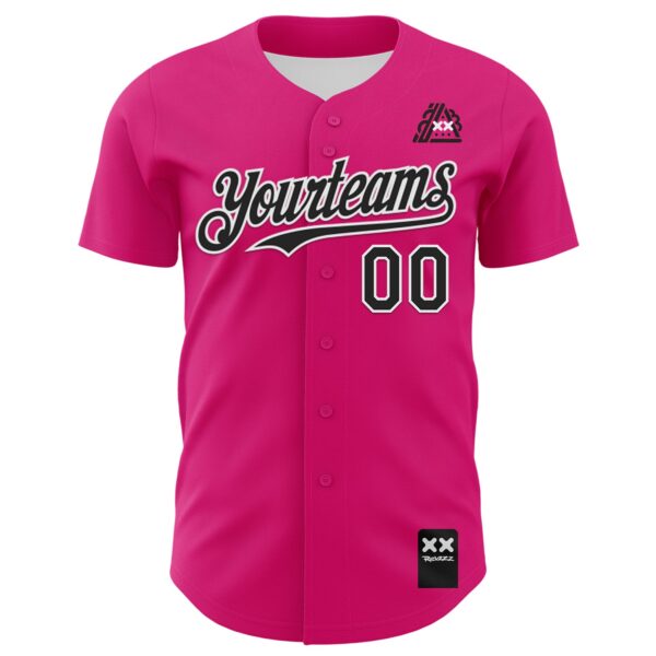 Custom Hot Pink Black-White 3D Revzzz Good Sandwitch Authentic Baseball Jersey