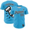 Custom Sky Blue Black-White 3D Revzzz Fat Boy Authentic Baseball Jersey