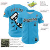 Custom Sky Blue Black-White 3D Revzzz Fat Boy Authentic Baseball Jersey
