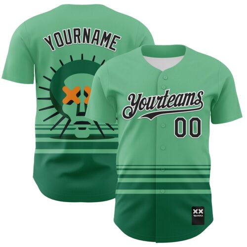 Custom Pea Green Black-White 3D Revzzz Greena Authentic Baseball Jersey