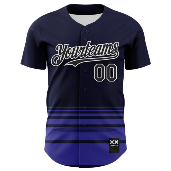 Custom Navy Black-White 3D Revzzz Little Spikey Authentic Baseball Jersey