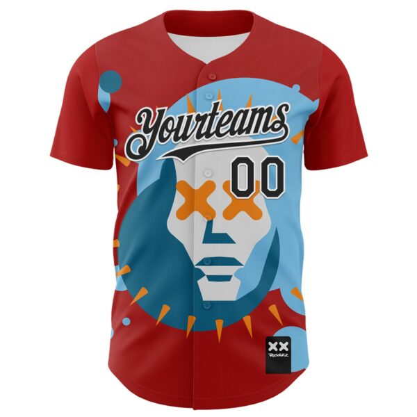 Custom Red Black-White 3D Revzzz Dae Authentic Baseball Jersey