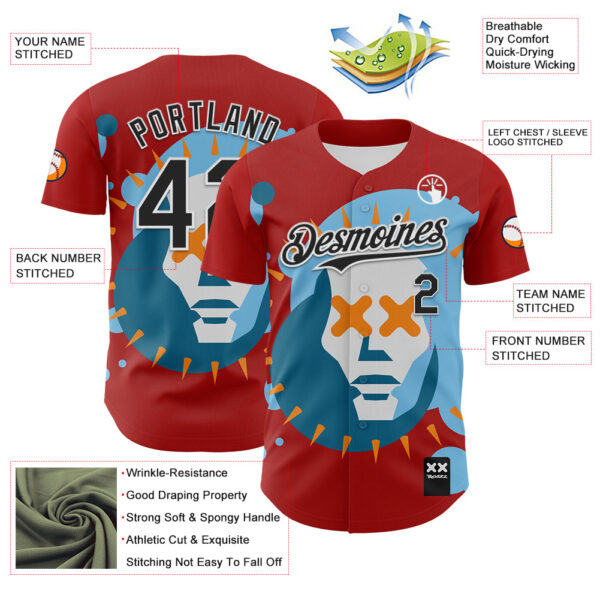 Custom Red Black-White 3D Revzzz Dae Authentic Baseball Jersey