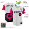 Custom White Black-Hot Pink 3D Revzzz Pixelated Love Authentic Baseball Jersey