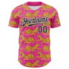 Custom Pink Black-White 3D Emi Bee Cheetahs Authentic Baseball Jersey