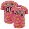 Custom Pink Black-White 3D Emi Bee Cheetahs Authentic Baseball Jersey