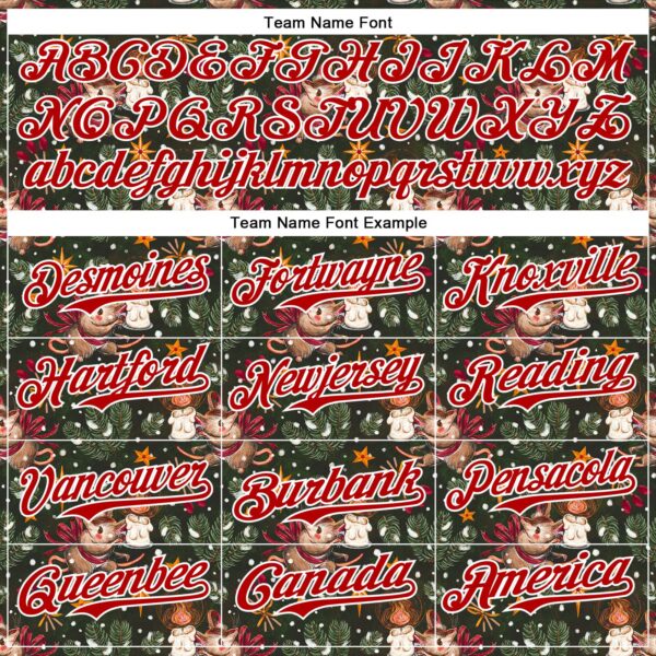 Custom Green Red-White 3D Emi Bee Christmas Mouse Candle Authentic Baseball Jersey