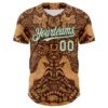 Custom Brown City Cream-Midnight Green 3D Emi Bee Cowpoke Damask Authentic Baseball Jersey