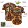 Custom Brown City Cream-Midnight Green 3D Emi Bee Cowpoke Damask Authentic Baseball Jersey