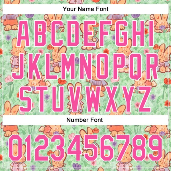 Custom Green Pink-White 3D Emi Bee Spring Bunnies Authentic Baseball Jersey