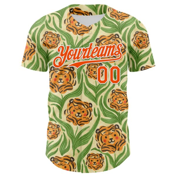 Custom Cream Orange-White 3D Emi Bee Tiger Lilies Authentic Baseball Jersey
