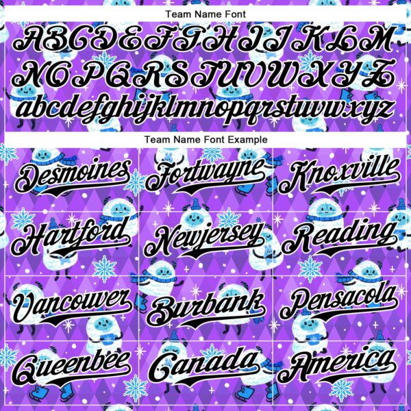 Custom Purple Black-White 3D Emi Bee Yetis In Snow Authentic Baseball Jersey