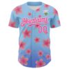 Custom Light Blue Pink-White 3D Cindy Suen Flowers Bloom Authentic Baseball Jersey