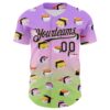 Custom Purple Black Light Pink-Neon Green Fade 3D Cindy Suen Sushi Cats Authentic Baseball Jersey