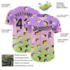 Custom Purple Black Light Pink-Neon Green Fade 3D Cindy Suen Sushi Cats Authentic Baseball Jersey