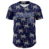 Custom Navy White 3D Hawaii Beach Tropical Palm Tree Authentic Baseball Jersey