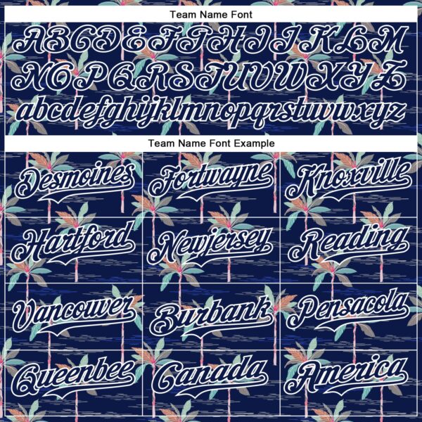 Custom Navy White 3D Hawaii Beach Tropical Palm Tree Authentic Baseball Jersey