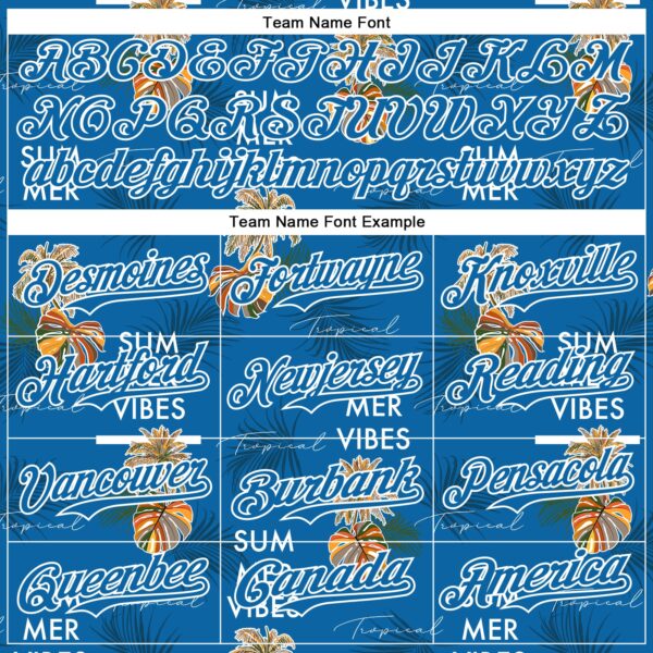 Custom Blue White 3D Hawaii Tropical Leaves Summer Vibes Authentic Baseball Jersey