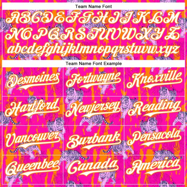 Custom Deep Pink White-Bay Orange 3D Hawaii Tropical Animal Tiger Authentic Baseball Jersey