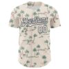 Custom Cream White-Black 3D Hawaii Tropical Palm Tree Leopard Authentic Baseball Jersey