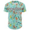 Custom Ice Blue White-Black 3D Hawaii Tropical Leaves Authentic Baseball Jersey