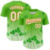 Custom Green White-Bay Orange 3D St. Patrick's Day Shamrock Authentic Baseball Jersey