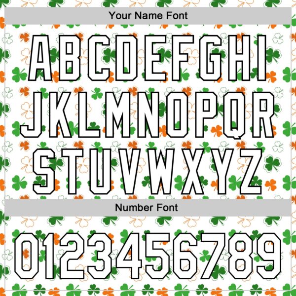 Custom White Black Green-Bay Orange 3D St. Patrick's Day Shamrock Authentic Baseball Jersey