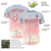 Custom Light Pink White-Red 3D Pattern Design Mother's Day Family Love Authentic Baseball Jersey