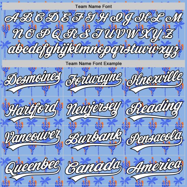 Custom Light Blue White-Black 3D Hawaii Tropical Palm Tree And Cactus Authentic Baseball Jersey