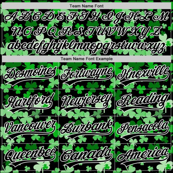 Custom Black White 3D St. Patrick's Day Shamrock Authentic Baseball Jersey