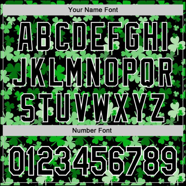 Custom Black White 3D St. Patrick's Day Shamrock Authentic Baseball Jersey